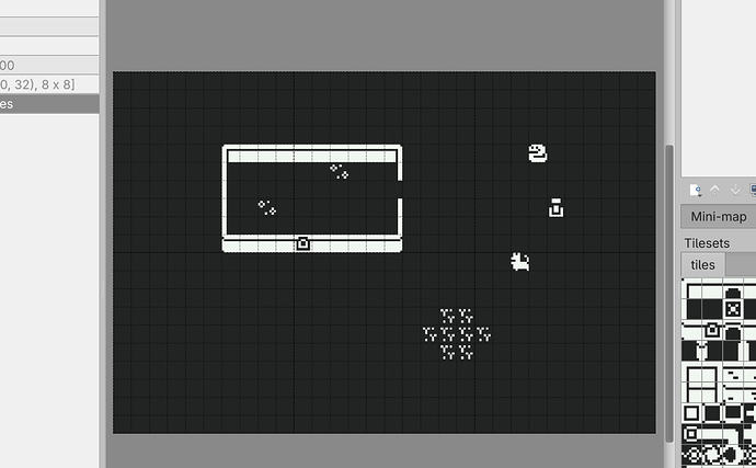 Screenshot of Tiled for editing the map