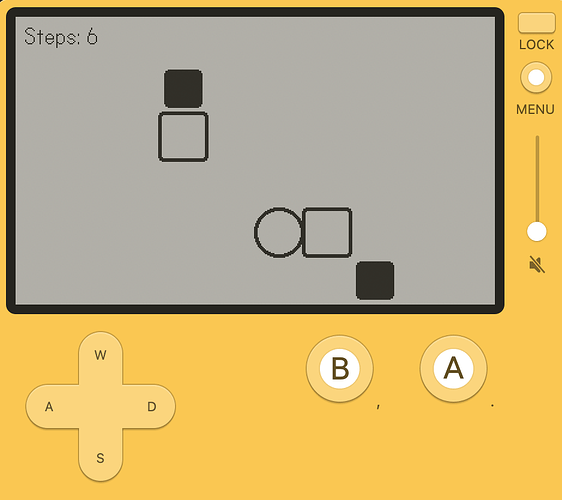 A screenshot from the Sokoban chapter, showing boxes that can be pushed onto targets